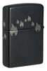 Back view of Zippo Design Black Matte with Chrome Windproof Lighter standing at a 3/4 angle.