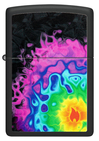 Front shot of Zippo Pattern Design Black Matte Windproof Lighter.