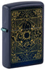 Front view of Zippo Elements Design Navy Matte Windproof Lighter standing at a 3/4 angle.