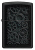 Front view of Zippo Steampunk Design Black Matte Windproof Lighter.