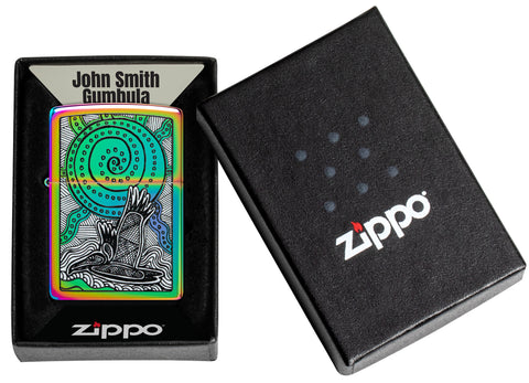 Zippo John Smith Gumbula Multi-Color Windproof Lighter in its packaging.