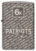 Front view of Zippo NFL New England Patriots Super Bowl Commemorative Armor Black Ice Windproof Lighter.
