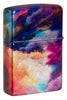 Back view of Zippo Tie Dye Design 540 Tumbled Chrome Windproof Lighter standing at a 3/4 angle.