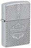 Front view of Zippo Harley-Davidson® Armor High Polish Chrome Windproof Lighter standing at a 3/4 angle.