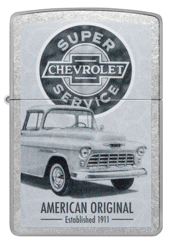 Front shot of Zippo Chevrolet Street Chrome Pocket Lighter.