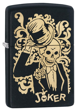 Front view of the Joke Skeleton Tipping Hat with Bronze Swirls on Black Matte Lighter shot at a 3/4 angle