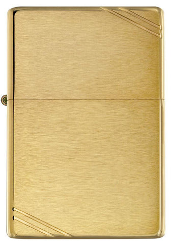 Front view of Brushed Brass Vintage with Slashes Windproof Lighter