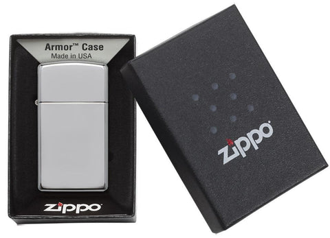 Zippo Slim® Armor High Polish Chrome Lighter in its packaging.