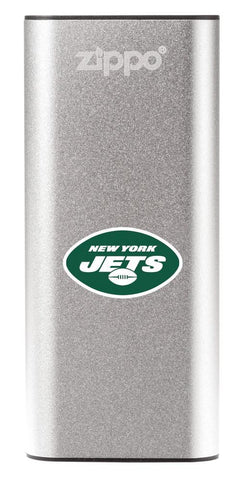 NFL New York Jets: HeatBank 3-Hour Rechargeable Hand Warmer front silver