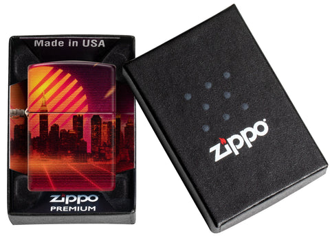 Zippo Cyber City Design 540 Color Matte Windproof Lighter in its packaging.