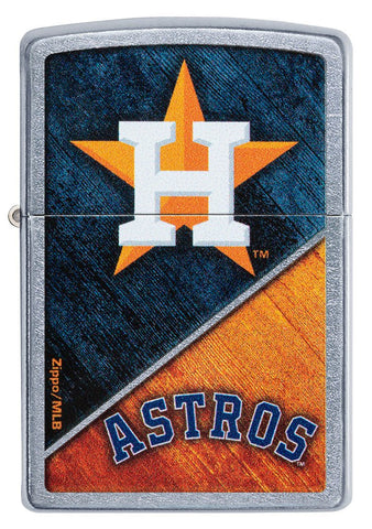 Front shot of MLB® Houston Astros™ Street Chrome™ Windproof Lighter.