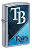 Front shot of MLB® Tampa Bay Rays™ Street Chrome™ Windproof Lighter standing at a 3/4 angle.