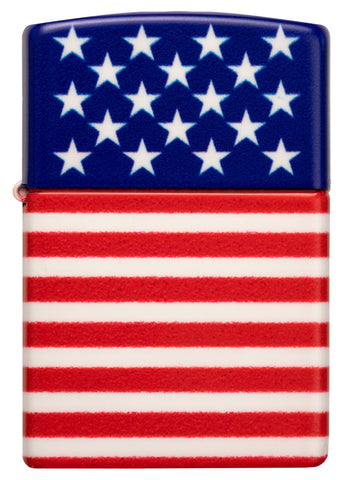 Front view of Zippo Stars and Stripes Flag Design 540 Color Matte Windproof Lighter.