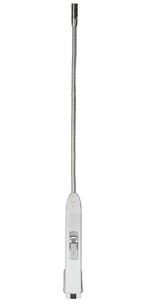 Front image of the silver Flex Neck XL utility lighter with the flex neck straight