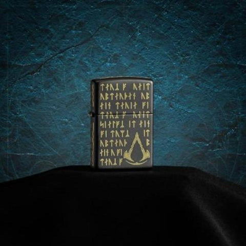 Assassin's Creed®Valhalla - Runes Pocket Lighter closed showing the front of the lighter with a blue background