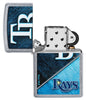 MLB® Tampa Bay Rays™ Street Chrome™ Windproof Lighter with its lid open and unlit.