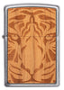 Front view of WOODCHUCK USA Cherry Tiger Head Emblem Windproof Lighter.
