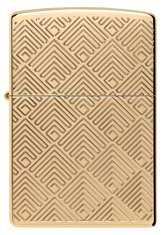 Front view of Zippo Pattern Design Armor High Polish Brass Windproof Lighter.