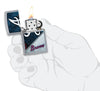 MLB® Atlanta Braves™ Street Chrome™ Windproof Lighter lit in hand.