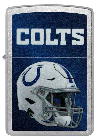 Front shot of NFL Indianapolis Colts Helmet Street Chrome Windproof Lighter.