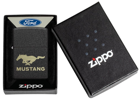 Ford® Mustang Black Crackle® Windproof Lighter in its packaging.