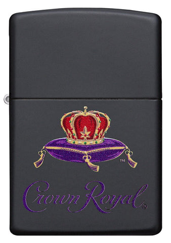 Front view of Crown Royal® Logo Black Matte Windproof Lighter.
