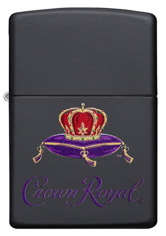 Front shot of Crown Royal® Logo Black Matte Windproof Lighter.