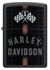 Front view of Zippo Harley-Davidson Checkered Flags Design Black Crackle Windproof Lighter.