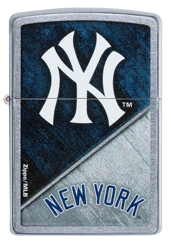 Front shot of MLB® New York Yankees™ Street Chrome™ Windproof Lighter.