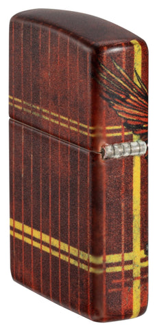 Angled shot of Zippo Harley-Davidson Eagle 540 Color Windproof Lighter showing the back and hinge side of the lighter.