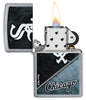 MLB® Chicago White Sox™ Street Chrome™ Windproof Lighter with its lid open and lit.