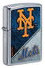 Front shot of MLB™ New York Mets™ Street Chrome™ Windproof Lighter standing at a 3/4 angle.