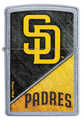 Front shot of MLB® San Diego Padres™ Street Chrome™ Windproof Lighter.