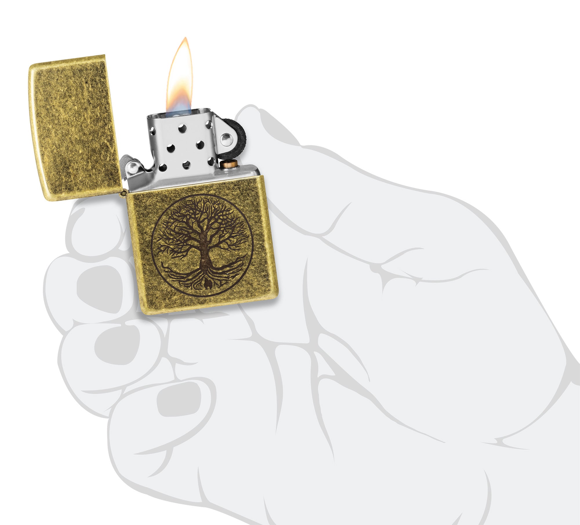 Zippo Tree Of Life Antique Brass Windproof Lighter – Zippo USA
