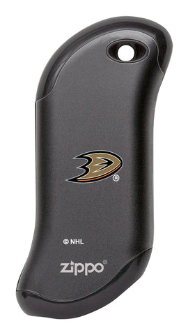 Front shot of NHL Anaheim Ducks: HeatBank® 9s Black Rechargeable Hand Warmer