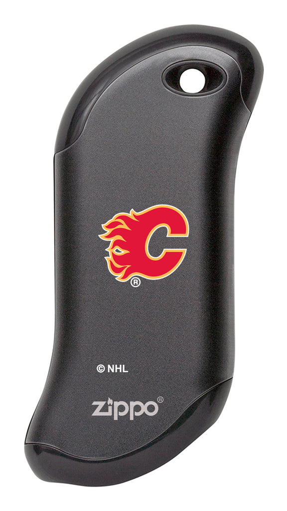 Front shot of NHL Calgary Flames: HeatBank® 9s Black Rechargeable Hand Warmer