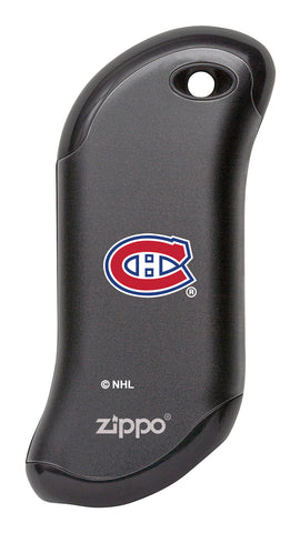 Front shot of NHL Montreal Canadiens: HeatBank® 9s Black Rechargeable Hand Warmer