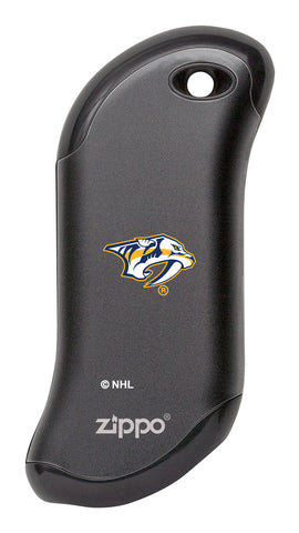 Front shot of NHL Nashville Predators: HeatBank® 9s Black Rechargeable Hand Warmer