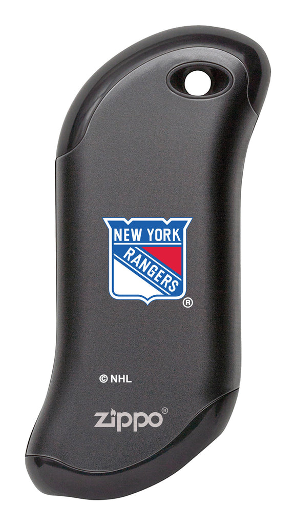 Front shot of NHL New York Rangers: HeatBank® 9s Black Rechargeable Hand Warmer