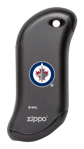 Front shot of NHL Winnipeg Jets: HeatBank® 9s Black Rechargeable Hand Warmer