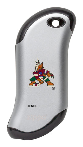 Front shot of NHL Arizona Coyotes: HeatBank® 9s Silver Rechargeable Hand Warmer
