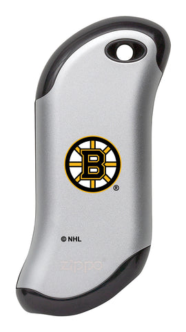 Front shot of NHL Boston Bruins: HeatBank® 9s Silver Rechargeable Hand Warmer