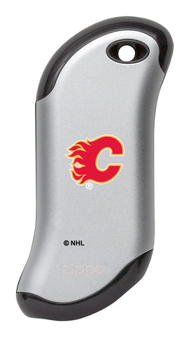 Front shot of NHL Calgary Flames: HeatBank® 9s Silver Rechargeable Hand Warmer