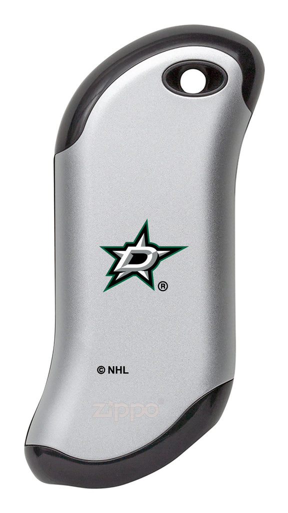 Front shot of NHL Dallas Stars: HeatBank® 9s Silver Rechargeable Hand Warmer