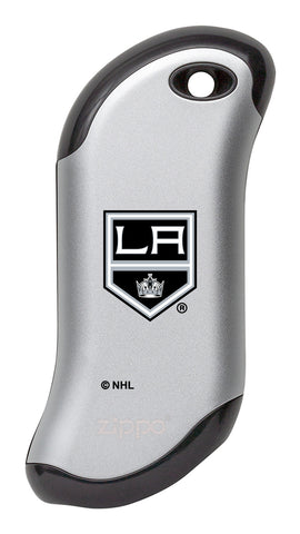 Front shot of NHL Los Angeles Kings: HeatBank® 9s Silver Rechargeable Hand Warmer