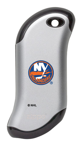 Front shot of NHL New York Islanders: HeatBank® 9s Silver Rechargeable Hand Warmer