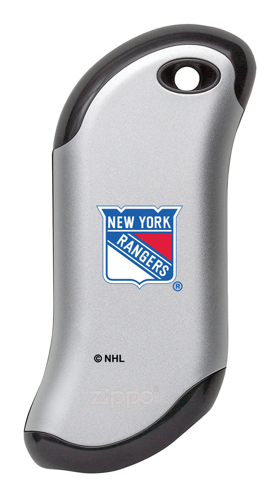 Front shot of NHL New York Rangers: HeatBank® 9s Silver Rechargeable Hand Warmer