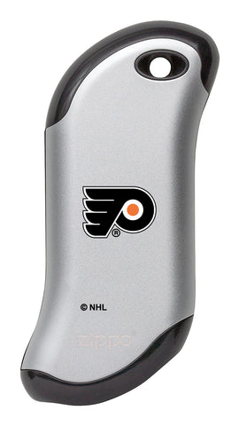 Front shot of NHL Philadelphia Flyers: HeatBank® 9s Silver Rechargeable Hand Warmer