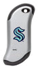 Front shot of NHL Seattle Kraken: HeatBank® 9s Silver Rechargeable Hand Warmer