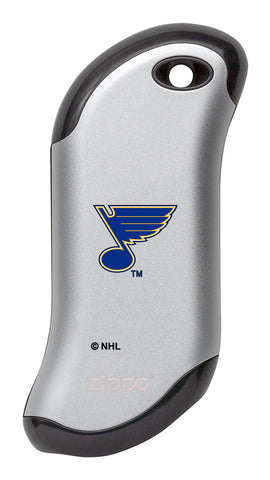 Front shot of NHL St. Louis Blues: HeatBank® 9s Silver Rechargeable Hand Warmer